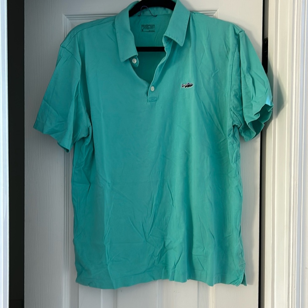 Patagonia light blue button polo